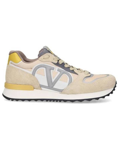 V Logo Face Low Top Sneakers Beige - VALENTINO - BALAAN 2