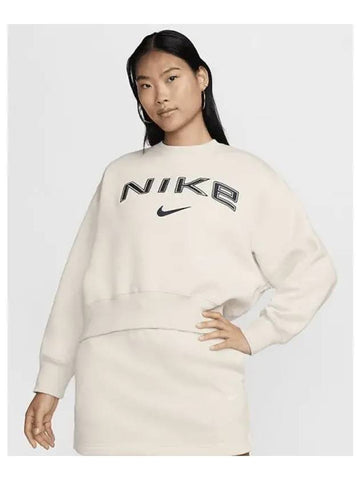 Sportswear Phoenix Fleece Women s Oversized Crew Neck Logo Sweatshirt Light Orewood Brown White Armory Navy FV7675 104 696924 - NIKE - BALAAN 1