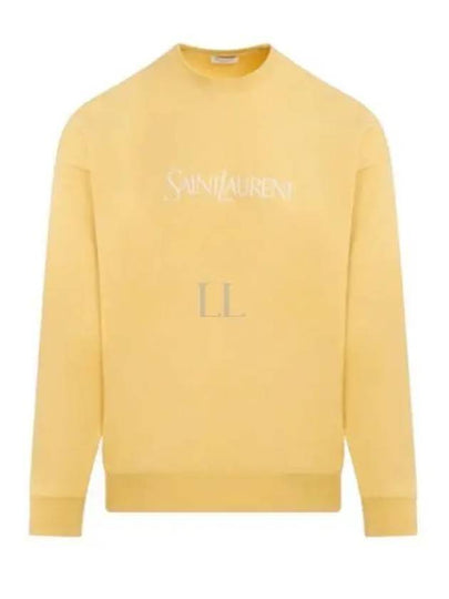 Embroidered Logo Organic Cotton Sweatshirt Yellow - SAINT LAURENT - BALAAN 2