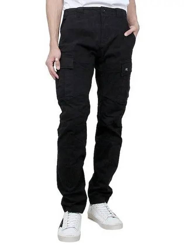 Stretch Satin Cargo Straight Pants Black - CP COMPANY - BALAAN 2