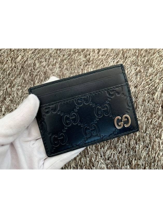 GG embossed leather black card wallet - GUCCI - BALAAN 3