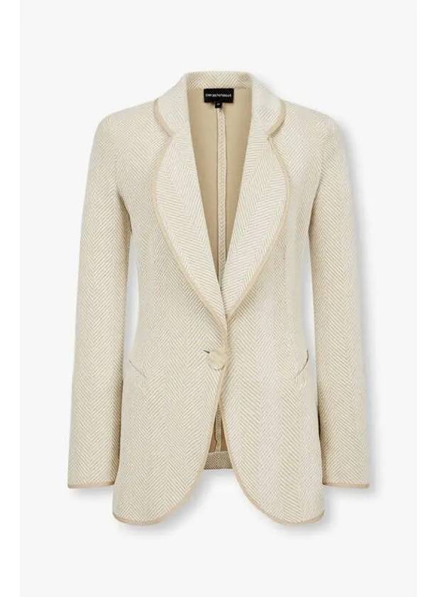 Women s Rounded Chevron Single Jacket Ivory - EMPORIO ARMANI - BALAAN 1