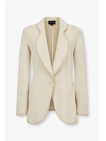 Women s Rounded Chevron Single Jacket Ivory - EMPORIO ARMANI - BALAAN 1