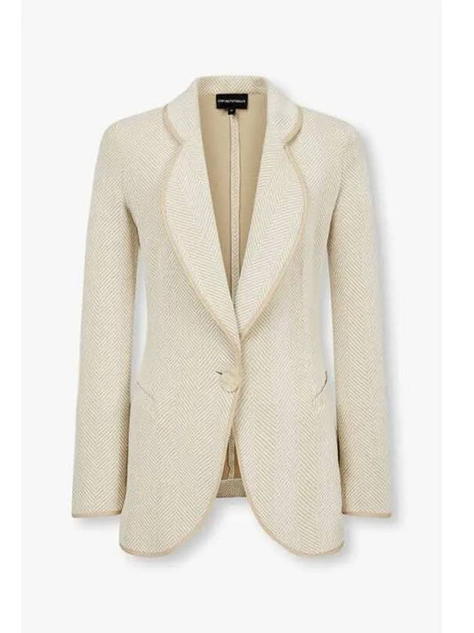 Women s Rounded Chevron Single Jacket Ivory - EMPORIO ARMANI - BALAAN 1