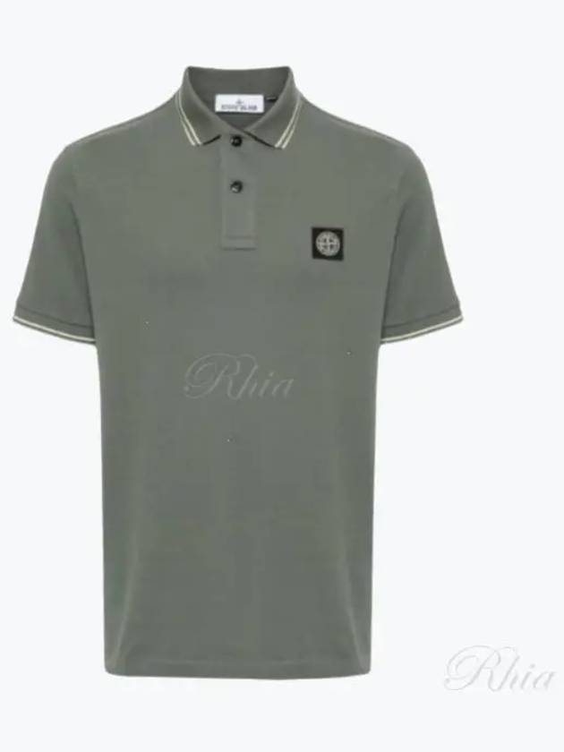 Stretch Cotton Pique Short Sleeve Polo Shirt Dark Green - STONE ISLAND - BALAAN 2