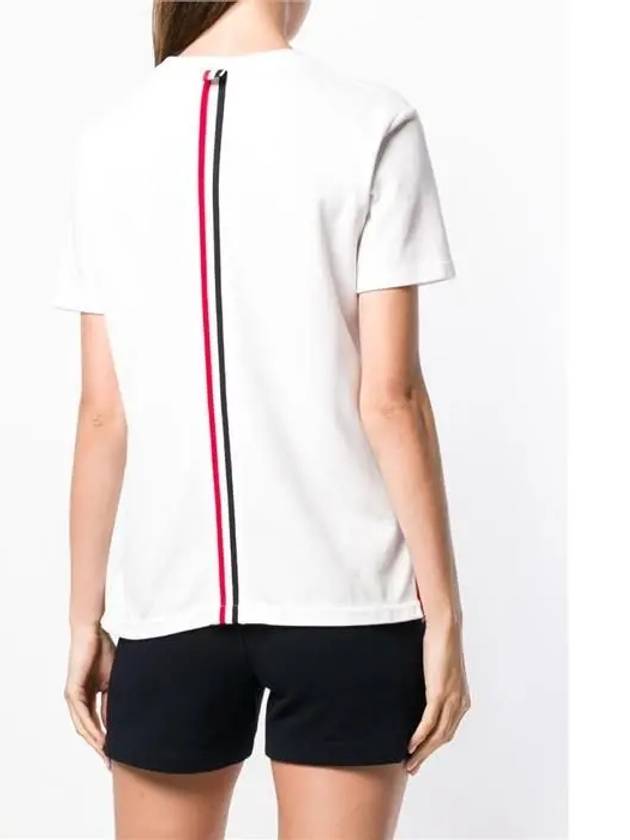 Center Back Stripe Classic Cotton Pique Relaxed Fit Short Sleeve T-Shirt White - THOM BROWNE - BALAAN 3