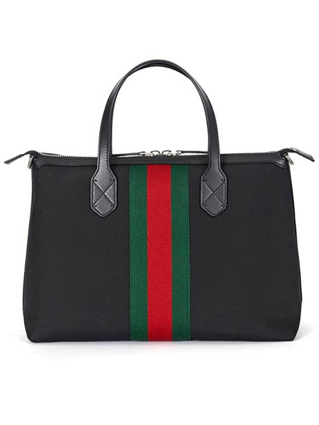 Stripe Canvas Tote Bag Black - GUCCI - BALAAN 4