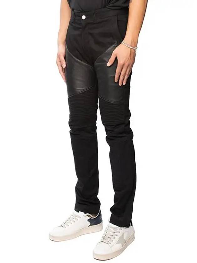 Diagonal leather zipper detail black jeans 0908469001 - GIVENCHY - BALAAN 3
