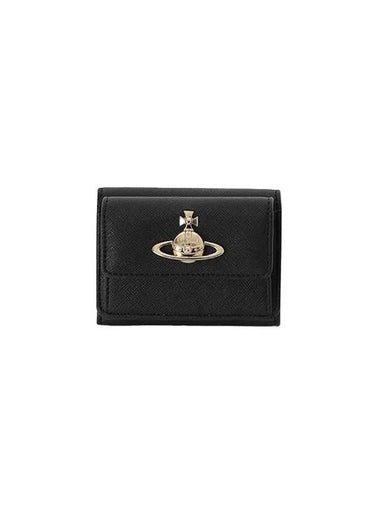 5115002TW S000B N402 Vegan Biogreen Saffiano Flap Small Half Wallet - VIVIENNE WESTWOOD - BALAAN 1