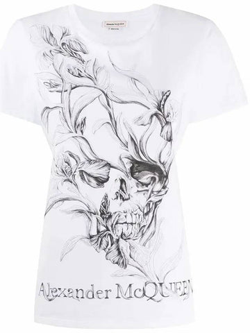 Women's Graphic Short Sleeve T-Shirt White - ALEXANDER MCQUEEN - BALAAN 1