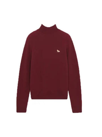 Baby Fox Patch Wool Turtleneck Burgundy - MAISON KITSUNE - BALAAN 1