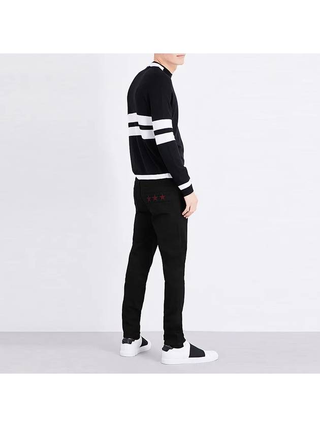 Red Star Embroidered Slim Fit Jeans Black - GIVENCHY - BALAAN 4