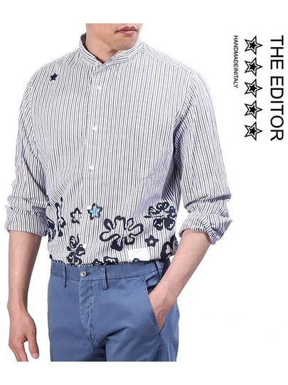 Summer Striped Long Sleeve Shirt White Blue - THE EDITOR - BALAAN 2