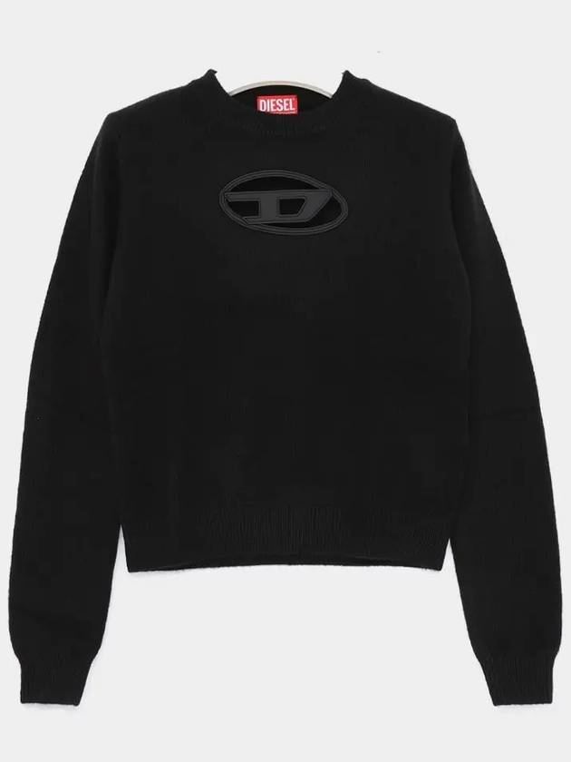 Woman's D Cut Out Logo M Areesa Slim Wool Cashmere Knit Top Black - DIESEL - BALAAN 3