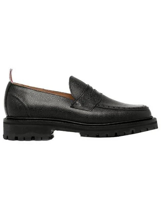 Men's Commando Pebble Leather Rubber Loafers Black - THOM BROWNE - BALAAN.