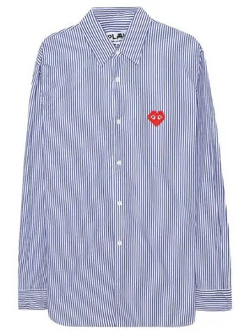 Pixel Red Heart Waffen Striped Shirt Men s Long Sleeve - COMME DES GARCONS - BALAAN 1