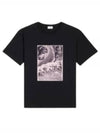 Men's Loose Wave Cotton Jersey Short Sleeve T-Shirt Black - CELINE - BALAAN 2