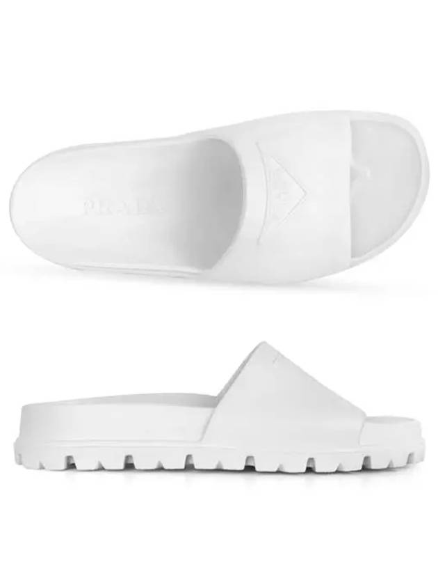 embossed triangle logo sandals slippers white - PRADA - BALAAN.
