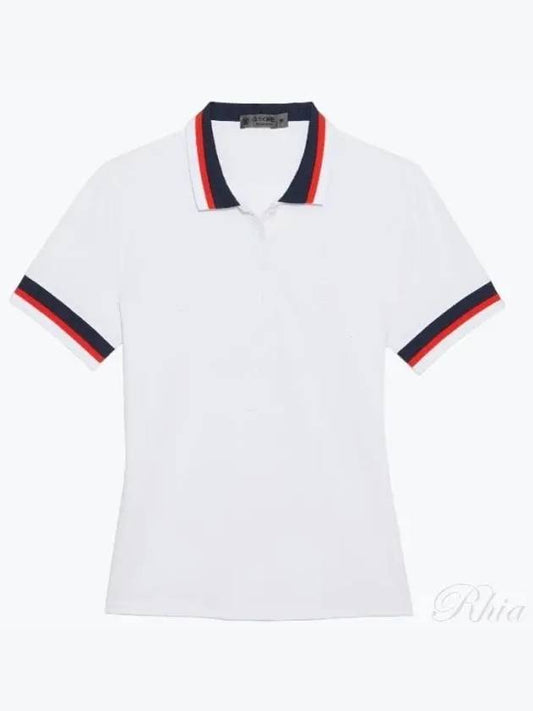 Women's Pleated Collar Tech Short Sleeve Polo Shirt White - G/FORE - BALAAN 2