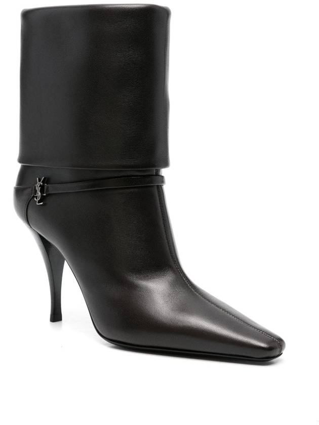 Niki Leather Ankle Boots Eagle Brown - SAINT LAURENT - BALAAN 5