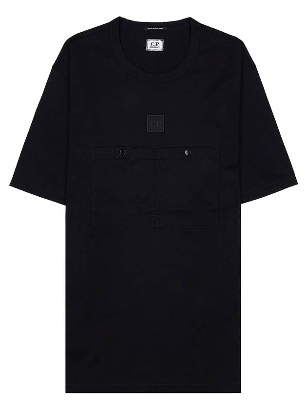 Mercerized Jersey Pocket Short Sleeve T-Shirt Black - CP COMPANY - BALAAN 9