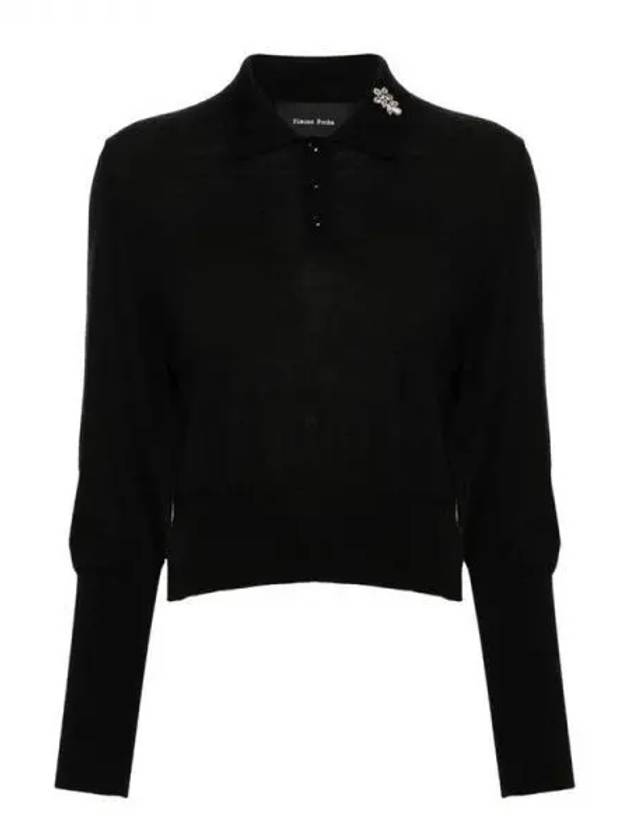 Simone Rocha Crystal Detail Knit Polo Shirt 271001 - SIMONE ROCHA - BALAAN 1