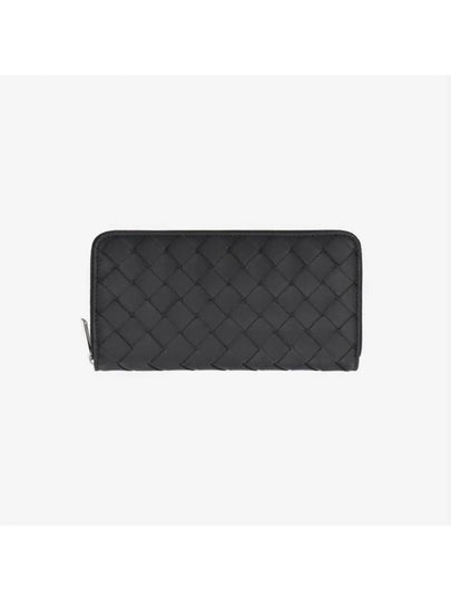 Intrecciato Zipper Around Leather Long Wallet Black - BOTTEGA VENETA - BALAAN 2