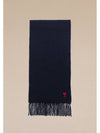 Small Heart Logo Wool Scarf Navy - AMI - BALAAN 5