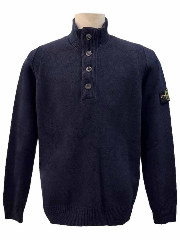 High Neck Half Button Lambswool Knit Top Navy - STONE ISLAND - BALAAN 2