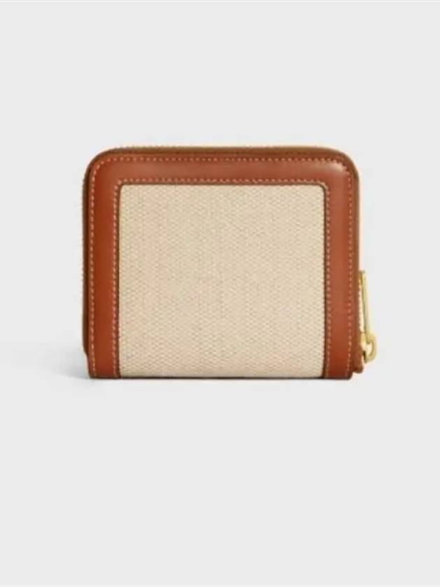 Compact Zipper Cuir Triomphe Textile Calfskin Coin Wallet Natural Tan - CELINE - BALAAN 6