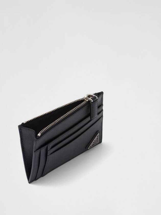 Triangular Logo Saffiano Card Wallet Black - PRADA - BALAAN 3