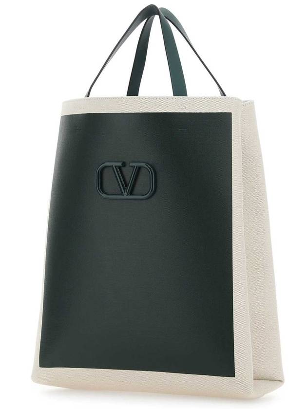 V Logo Signature Canvas Tote Bag Green - VALENTINO - BALAAN 3