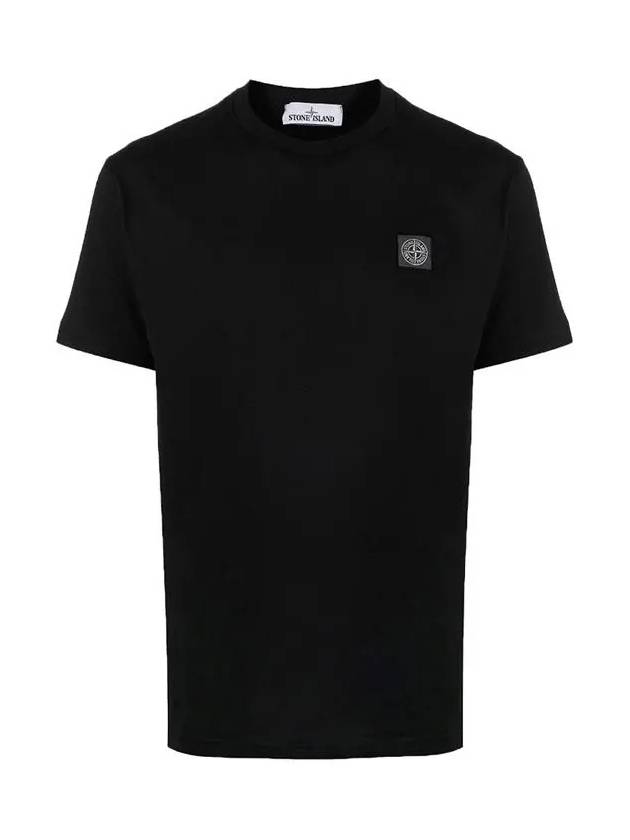 Logo Patch Chest Short Sleeve T-Shirt Black - STONE ISLAND - BALAAN 3