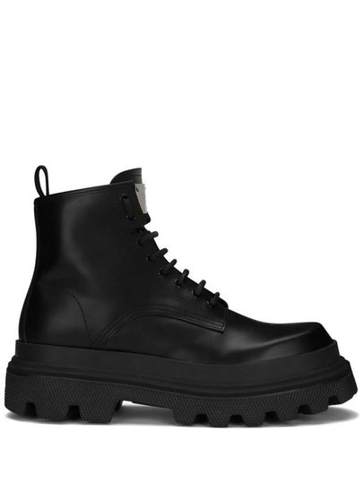 Men's Brushed Calfskin Ankle Boots Black - DOLCE&GABBANA - BALAAN 2