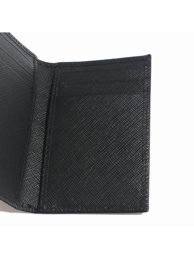 Saffiano Triangular Logo Flap Card Wallet Black - PRADA - BALAAN 5