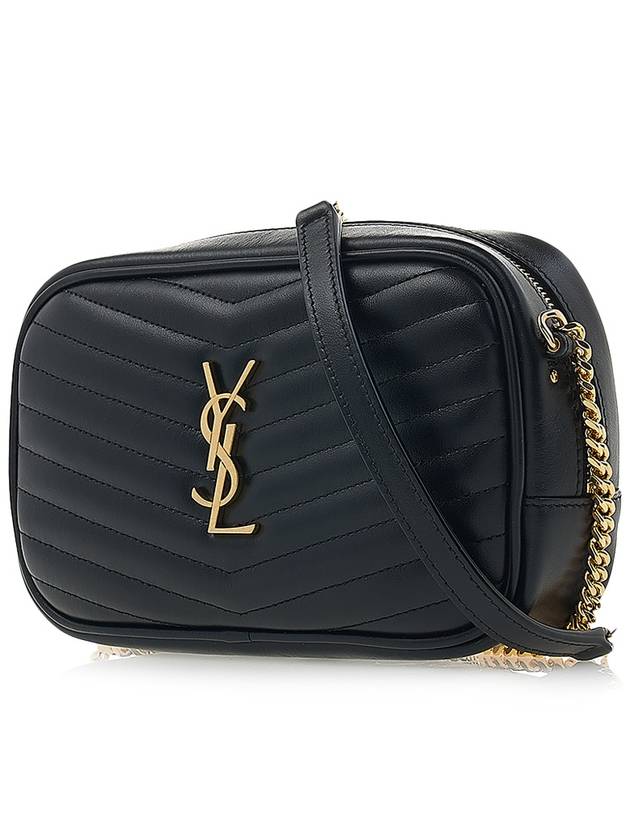 Lou Gold Mini Leather Cross Bag Black - SAINT LAURENT - BALAAN 3