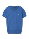 Cotton Blend Short Sleeve Sweater Blue - POLO RALPH LAUREN - BALAAN 1