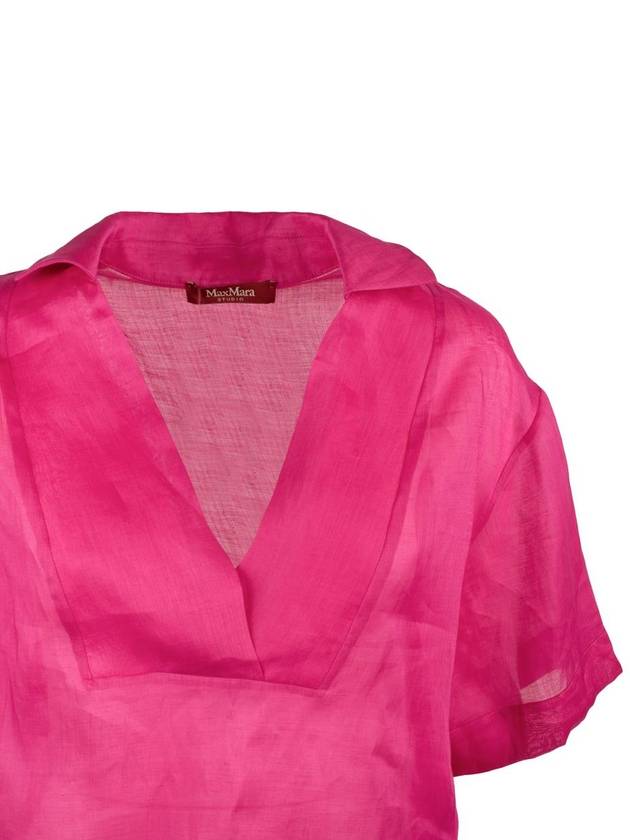 Max Mara Fuchsia Ramié Gauze Shirt - MAX MARA - BALAAN 3