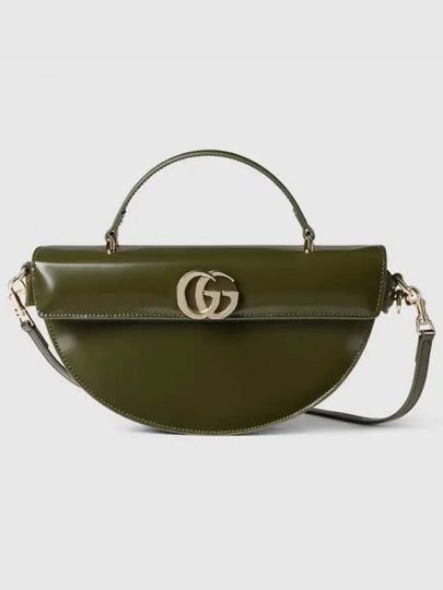 Women's Half Moon Leather Small Tote Bag Dark Olive - GUCCI - BALAAN 2