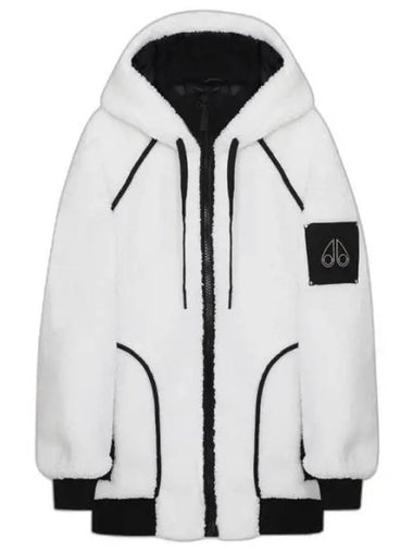 Women's Holland Fleece Zip Up Hoodie Ivory - MOOSE KNUCKLES - BALAAN 1