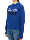 Logo Intarsia Crew Neck Knit Top Blue - GANNI - BALAAN 3