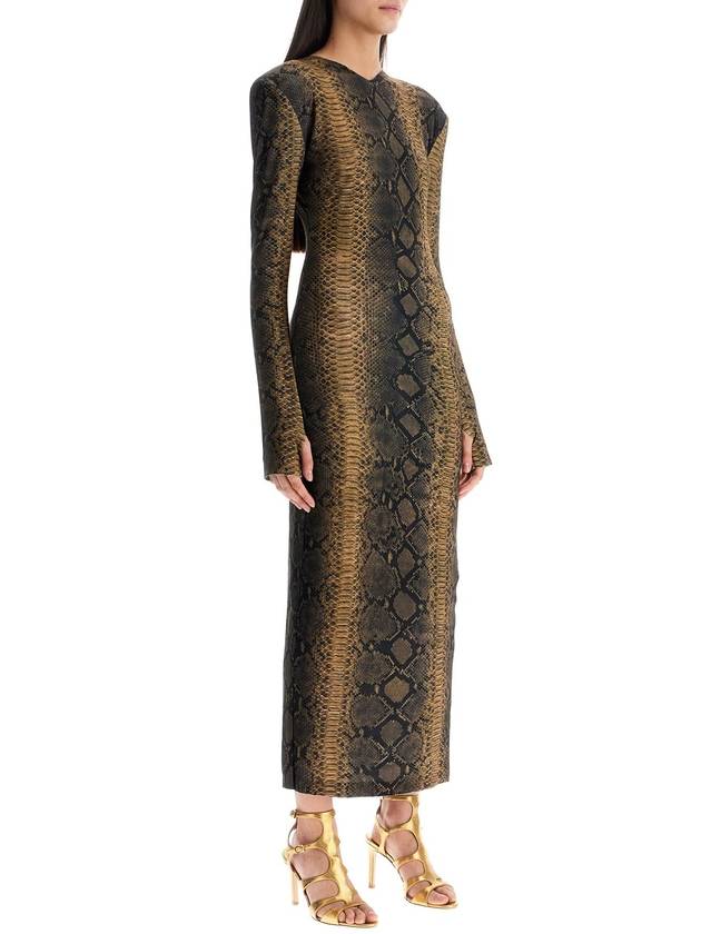 brown slim fit long python effect dress - NORMA KAMALI - BALAAN 2