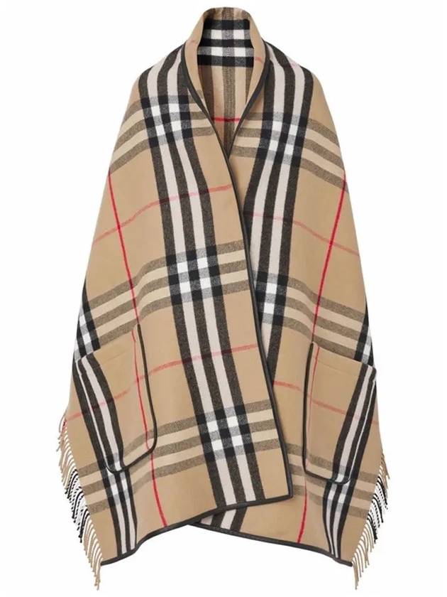 ExaGGerated Check Wool Cashmere Cape Archive Beig - BURBERRY - BALAAN 3