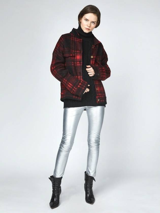 Red mohair blend checked jacket - LANEUS - BALAAN 7