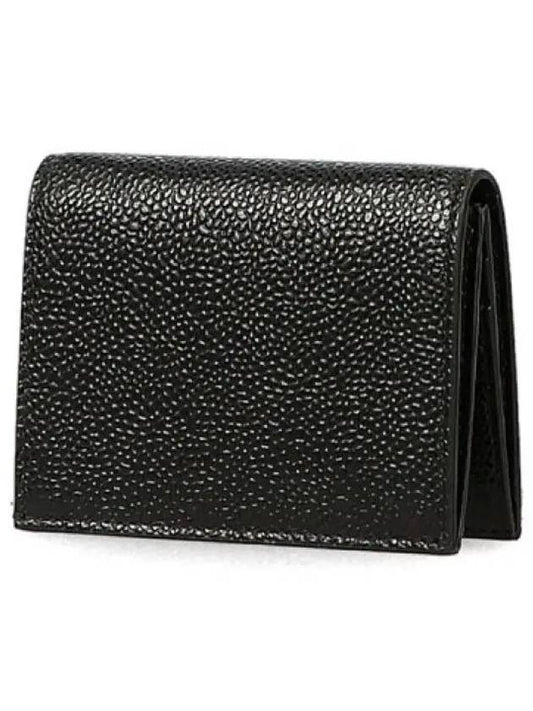 Pebble Grained Leather Double Card Wallet Black - THOM BROWNE - BALAAN 2