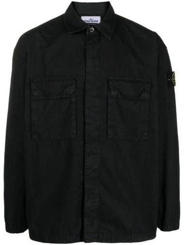 Old Treatment Over Long Sleeve Shirt Black - STONE ISLAND - BALAAN 1