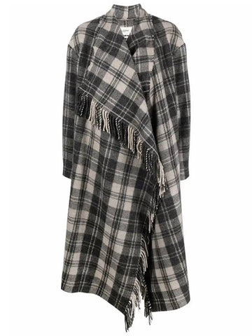 22SS Filming Check Wool Fringe Coat MA1118 22P004E ECBK - ISABEL MARANT - BALAAN 1