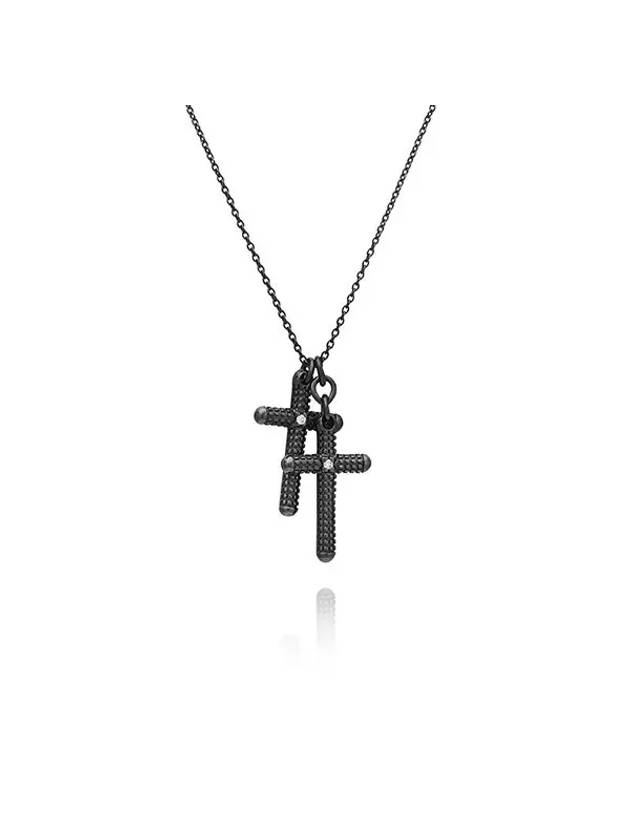 Metropolitan Diamond Double Cross Necklace Black Gold - DAMIANI - BALAAN 1