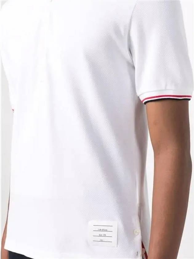 Classic Pique Stripe Short Sleeve Polo Shirt White - THOM BROWNE - BALAAN 6