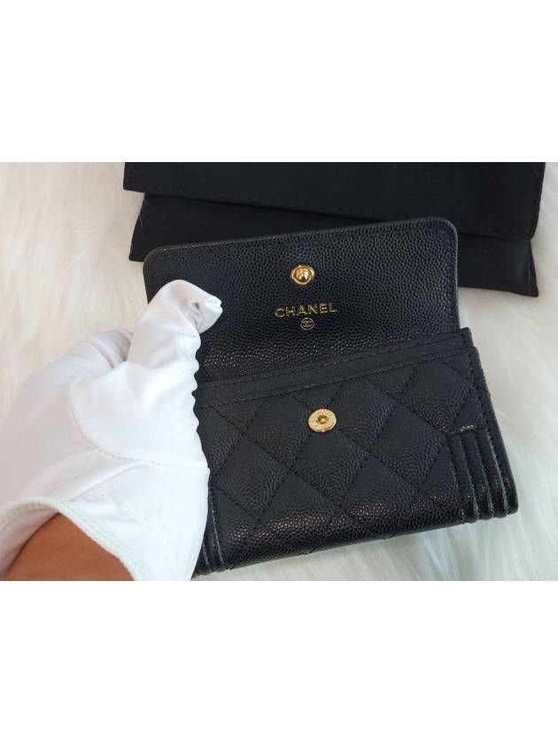 Boy  Flap Card Holder Grained Calfskin Gold Black - CHANEL - BALAAN 4